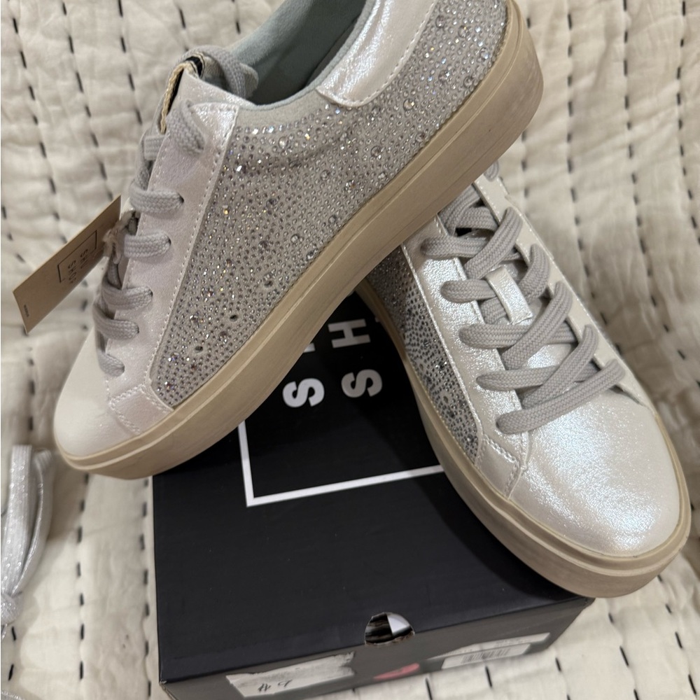 New shu shop Reba Silver and Beige Women's Sneakers size 8.5 - Picture 12 of 13